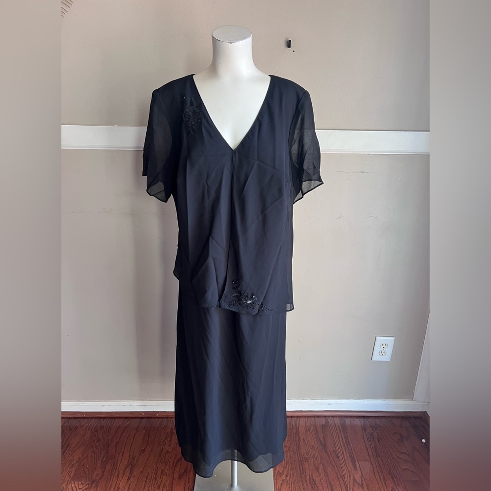 KSL Black Dress with Sheer Sleeves